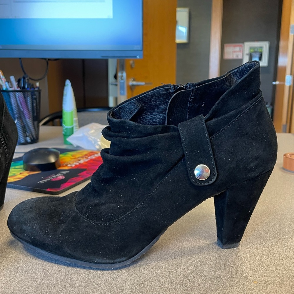 Black Suede Slouch Booties